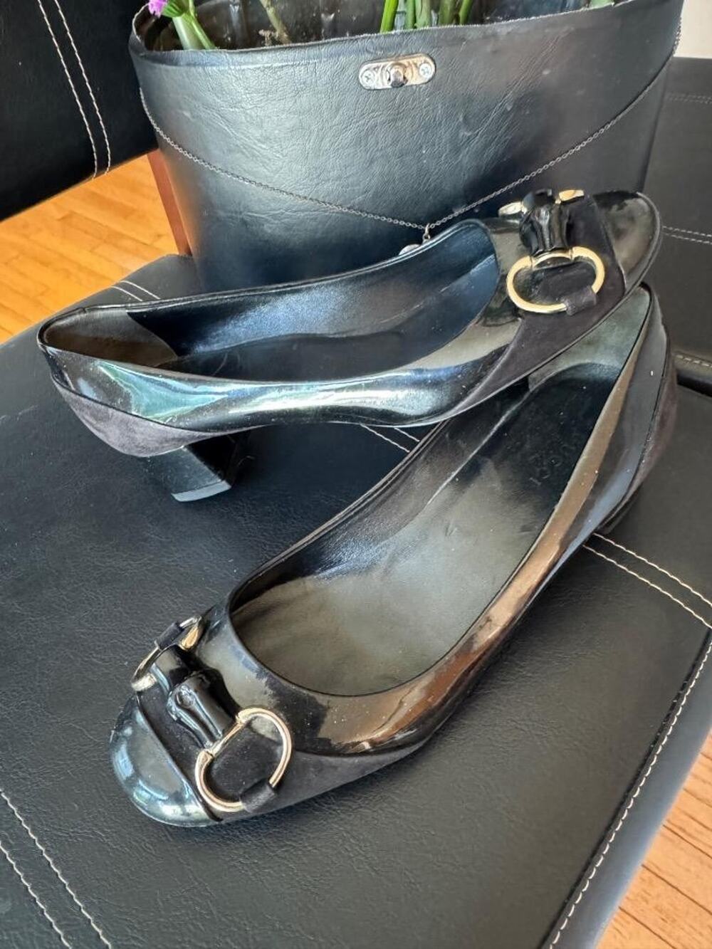 GUCCI 191311 BAMBOO HORSEBIT PATENT PUMP 35.5 US 5.5 (900